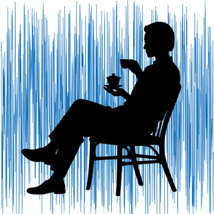 静坐品茶的人物剪影