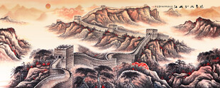 壮丽长城山水画