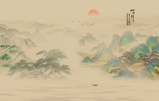 古风背景山水画