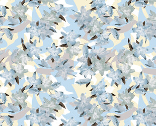 蓝白抽象飞鸟图案纹理花卉