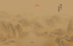 古风山水画背景画