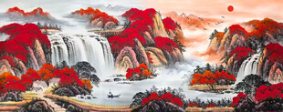 鸿运当头山水画