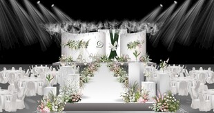 浪漫白色系婚礼现场布置