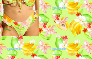 热带花卉比基尼图案设计