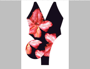 花卉图案女士泳衣设计