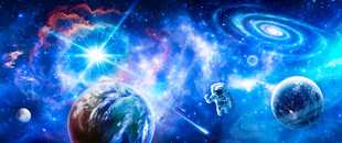 梦幻宇宙星云太空宇航员星球背景