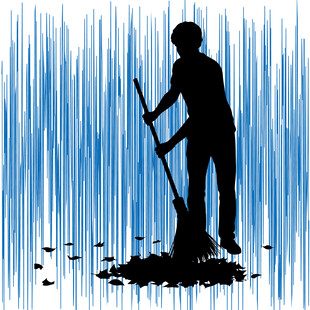 清扫的劳动者身影