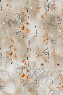 中式花卉竹叶纹理图案