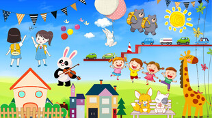 卡通儿童房背景墙