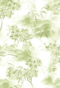 水墨风绿植山水图案背景