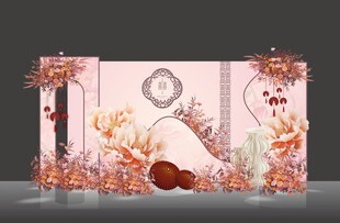 粉色迎宾留影区婚礼效果图