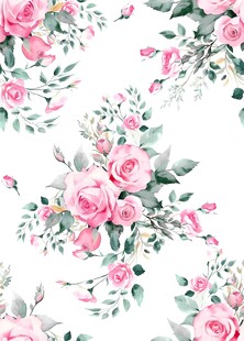 粉色花卉水彩无缝图案