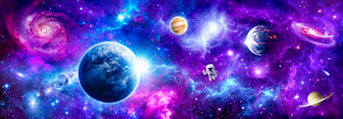 梦幻宇宙星球外太空闪电星空背景