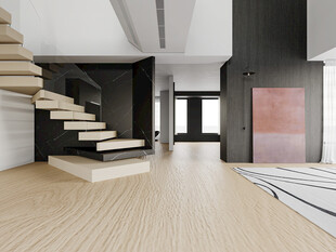 现代简约风舒适客厅一角背景墙