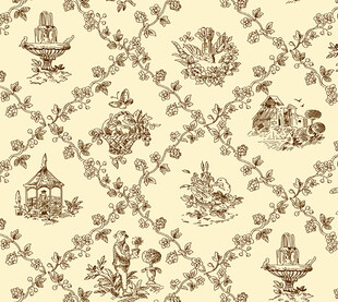复古花卉藤蔓图案壁纸