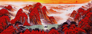 鸿运当头山水画