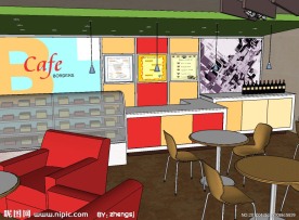 精选室内场景整体模型咖啡吧