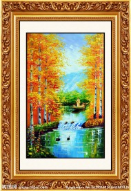 白桦林风景油画