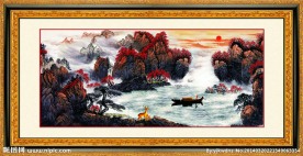 万山红遍 风水画