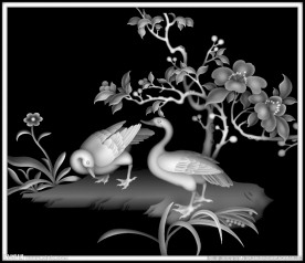 花鸟灰度图