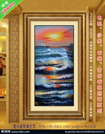 巨幅海浪油画 玄关装饰画