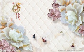 牡丹花 3d软包背景墙 源分层