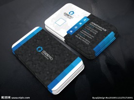 黑蓝色创意经典名片模板