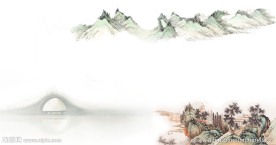 山水风景画 水墨画 源分层