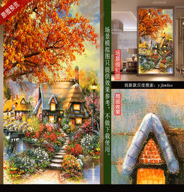花园别墅油画风景