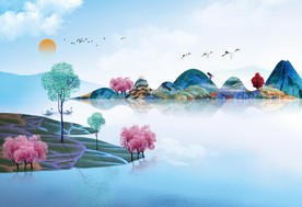 江南风光 山水画 源分层