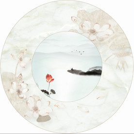 荷叶荷花 水墨画 源分层