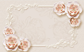 牡丹花 3D壁画 源分层