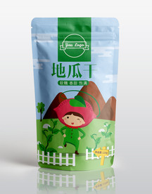 卡通原创时尚地瓜干插画包装设计