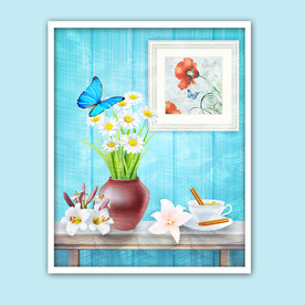 小清新花卉花瓶地中海装饰画