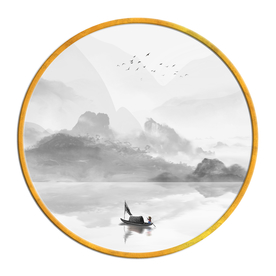 中国风   抽象山水画 大厅装