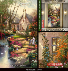 唯美庭院水景装饰画
