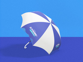 促销预雨伞蓝色白色雨伞样机贴图