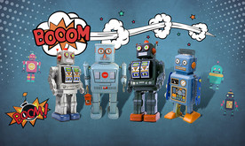 机器人儿童房卡通背景墙