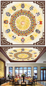 京剧脸谱复古中式吊顶