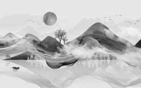线条 爆款 山水画 TIF分层