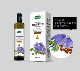 亚麻籽油盒子与瓶贴