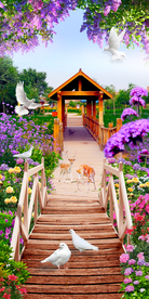 薰衣草独木桥立体玄关风景画