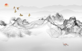 线条中国风山水画 TIF分层
