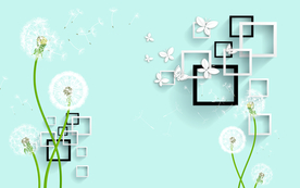 蒲公英电视背景墙