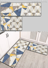 北欧几何抽象厨房地垫