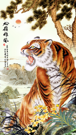 猛虎下山威震山河中式玄关