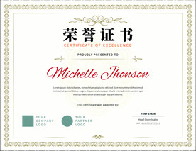 荣誉证书时尚横版证书