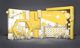 黄色主题签到迎宾合影舞台背景