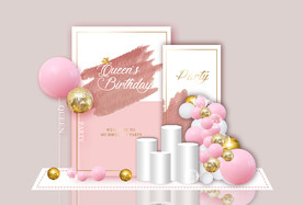 粉白色主题签到迎宾合影舞台背景