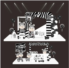 斑马主题签到迎宾合影舞台背景